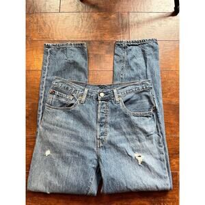 Levis 501 Button Fly Distressed Slim Straight Jean Size 30x30 Womens